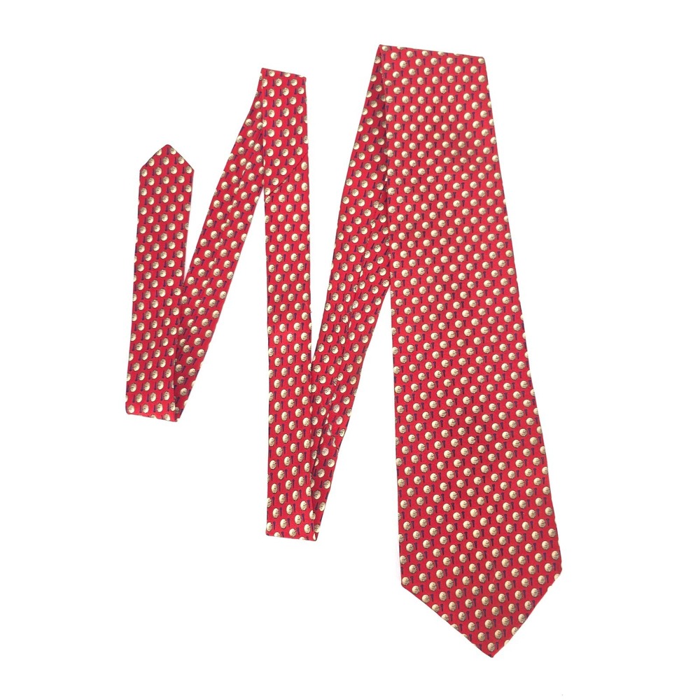 CHAPS Ralph Lauren Tie Men's Golf Ball Theme Silk AOP Officecore Preppy USA Made